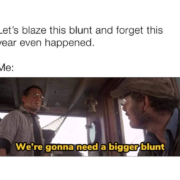 lets blaze this blunt and forget this year even happened me were gonna need a bigger blunt meme