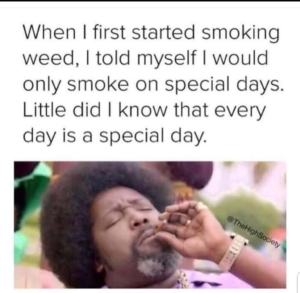 when i first started smoking weed i told myself i would only smoke on special days little did i know that every day is a special day meme
