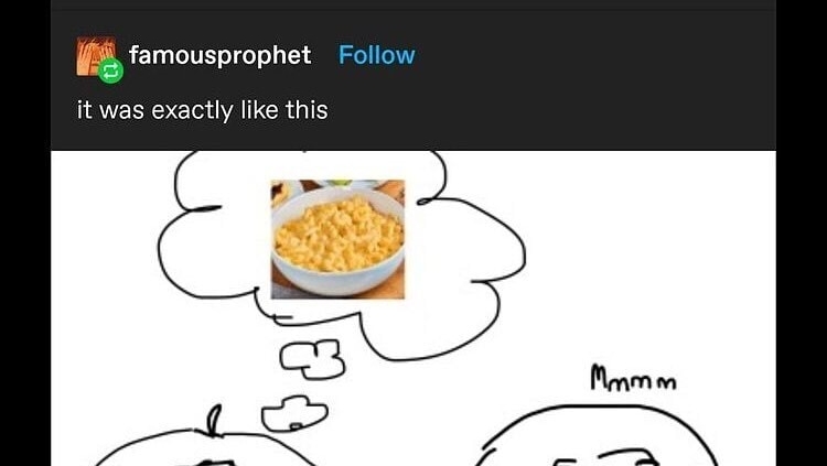 i got so stoned last night i visualized myself enjoying a huge bowl of mac and cheese so vividly that i forgot to eat dinner bc i thought i already ate @famousprophet tumblr meme ifunny.co