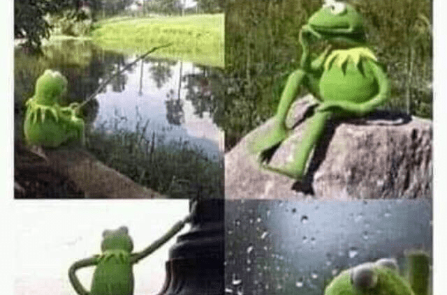 me waiting for all those free drugs my teachers always said people would offer me kermit the frog meme